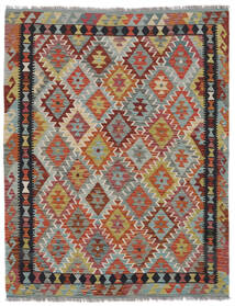 Kelim Afghan Old Style Matot Matto 154X195 Tummanpunainen/Vihreä Villa, Afganistan Carpetvista