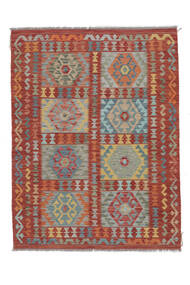Kelim Afghan Old Style Matot Matto 155X201 Tummanpunainen/Tummanharmaa Villa, Afganistan Carpetvista