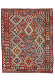 Kelim Afghan Old Style Matot Matto 165X201 Tummanpunainen/Ruskea Villa, Afganistan Carpetvista