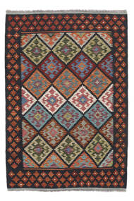 絨毯 キリム アフガン オールド スタイル 128X185 ブラック/ダークレッド (ウール, アフガニスタン)