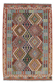 絨毯 オリエンタル キリム アフガン オールド スタイル 123X188 ダークレッド/グリーン (ウール, アフガニスタン)