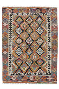 145X197 絨毯 キリム アフガン オールド スタイル オリエンタル 茶色/ブラック (ウール, アフガニスタン) Carpetvista