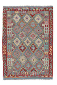  Orientalisk Kelim Afghan Old Style Matta 129X187 Mörkröd/Mörkgrå Ull, Afghanistan Carpetvista