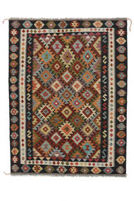 絨毯 オリエンタル キリム アフガン オールド スタイル 151X202 ブラック/ダークレッド (ウール, アフガニスタン)