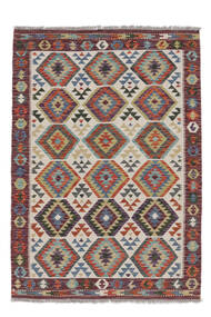 127X177 Kelim Afghan Old Stil Teppich Orientalischer Dunkelrot/Dunkelgrau (Wolle, Afghanistan) Carpetvista