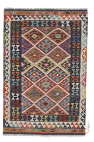 128X192 絨毯 オリエンタル キリム アフガン オールド スタイル ダークレッド/ブラック (ウール, アフガニスタン) Carpetvista