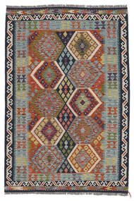 123X182 Tapis D'orient Kilim Afghan Old Style Marron/Gris Foncé (Laine, Afghanistan) Carpetvista
