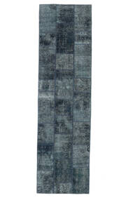  Patchwork Tapete 86X310 Vintage Persa Lã Azul Escuro/Preto Pequeno Carpetvista