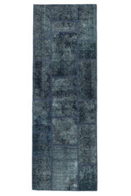 74X205 Alfombra Patchwork Moderna De Pasillo Negro/Azul Oscuro (Lana, Persia/Irán) Carpetvista