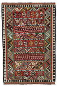 Kelim Vintage Teppich 161X250 Schwarz/Dunkelrot Wolle, Persien/Iran Carpetvista