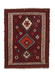 Tapis Persan Kilim Vintage 144X188 Noir/Rouge Foncé (Laine, Perse/Iran)