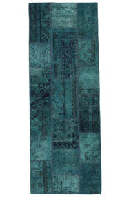 73X201 絨毯 パッチワーク モダン 廊下 カーペット ブラック/ダークターコイズ (ウール, ペルシャ/イラン) Carpetvista