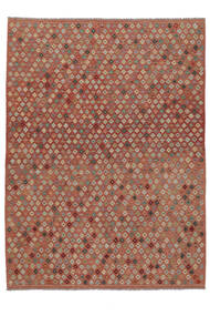 258X348 Kelim Afghan Old Style Teppe Orientalsk Mørk Rød/Brun Stort (Ull, Afghanistan) Carpetvista