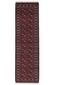 87X287 Turkaman Teppich Orientalischer Läufer Schwarz/Dunkelrot (Wolle, Persien/Iran) Carpetvista