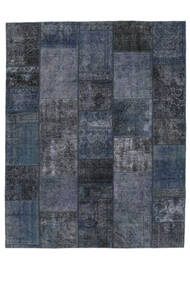  Patchwork Rug 204X261 Vintage Persian Wool Black/Dark Blue Carpetvista