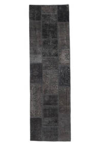75X257 Patchwork Teppich Moderner Läufer Schwarz (Wolle, Persien/Iran) Carpetvista