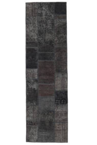 74X253 Patchwork Teppich Moderner Läufer Schwarz (Wolle, Persien/Iran)