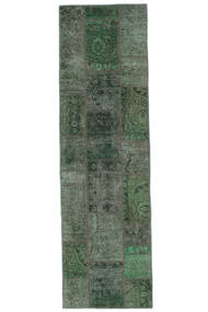 75X256 Tapis Patchwork Moderne De Couloir Noir/Vert Foncé (Laine, Perse/Iran) Carpetvista