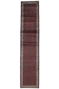 86X397 絨毯 タブリーズ オリエンタル 廊下 カーペット ブラック/ダークレッド (ウール, ペルシャ/イラン) Carpetvista
