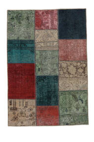 102X150 Patchwork - Persien/Iran Vloerkleed Modern Zwart/Donkerrood (Wol, Perzië/Iran) Carpetvista