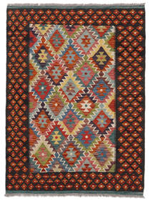  128X173 Kelim Afghan Old Stil Teppich Dunkelrot/Schwarz Afghanistan Carpetvista