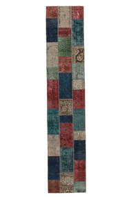  Patchwork - Persien/Iran 83X406 Vintage Persa Tapete Lã Preto/Vermelho Escuro Pequeno Carpetvista