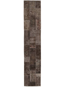 81X412 Tapis Patchwork Moderne De Couloir Marron/Noir (Laine, Perse/Iran) Carpetvista