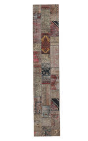 80X405 絨毯 Patchwork - Persien/Iran モダン 廊下 カーペット 茶色/ブラック (ウール, ペルシャ/イラン) Carpetvista