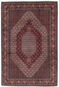 Senneh Rug 202X302 Persian Wool Black/Dark Red Carpetvista
