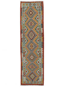 85X299 絨毯 キリム アフガン オールド スタイル オリエンタル 廊下 カーペット 茶色/グリーン (ウール, アフガニスタン) Carpetvista