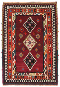 Tapis D'orient Kilim Vintage 164X243 Noir/Rouge Foncé (Laine, Perse/Iran)