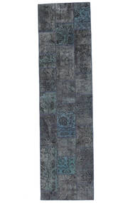 82X308 Tapis Patchwork - Persien/Iran Moderne De Couloir Noir/Gris Foncé (Laine, Perse/Iran) Carpetvista
