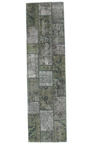  Patchwork Szőnyeg 82X307 Vintage Perzsa Gyapjúszőnyeg Zöld/Fekete Kicsi Carpetvista