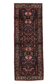 103X274 Hamadan Teppich Orientalischer Läufer Schwarz/Dunkelrot (Wolle, Persien/Iran) Carpetvista