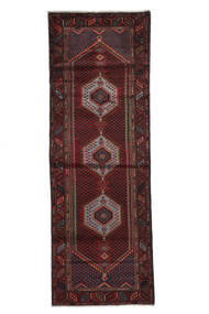 104X300 絨毯 ハマダン オリエンタル 廊下 カーペット ブラック/ダークレッド (ウール, ペルシャ/イラン) Carpetvista