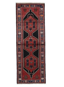 106X298 Hamadan Teppich Orientalischer Läufer Schwarz/Dunkelrot (Wolle, Persien/Iran) Carpetvista