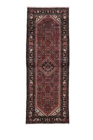 112X300 絨毯 ホセイナバード オリエンタル 廊下 カーペット ブラック/ダークレッド (ウール, ペルシャ/イラン) Carpetvista