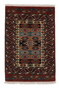  Perzisch Turkaman Vloerkleed 84X122 Zwart/Bruin (Wol, Perzië/Iran)