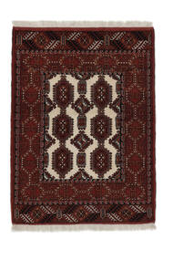 89X117 Turkaman Vloerkleed Oosters Zwart/Donkerrood (Wol, Perzië/Iran) Carpetvista