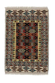 88X125 Tappeto Orientale Turkaman Nero/Marrone (Lana, Persia/Iran) Carpetvista