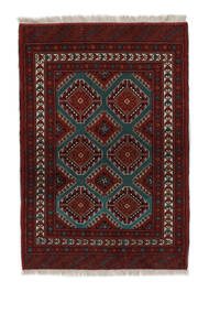 86X125 Turkaman Rug Oriental Black/Dark Red (Wool, Persia/Iran) Carpetvista
