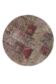 絨毯 Patchwork - Persien/Iran Ø 150 ラウンド 茶色/ダークレッド (ウール, ペルシャ/イラン)