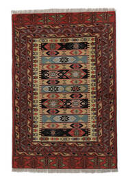 107X156 Χαλι Turkaman Ανατολής Μαύρα/Σκούρο Κόκκινο (Μαλλί, Περσικά/Ιρανικά) Carpetvista