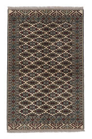  Orientalischer Turkaman Teppich 154X240 Schwarz/Braun Wolle, Persien/Iran Carpetvista