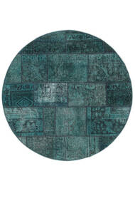  Ø 150 絨毯 Patchwork - Persien/Iran モダン ラウンド ブラック/ダークターコイズ (ウール, ペルシャ/イラン) Carpetvista