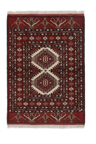 84X118 Tapete Turcomano Oriental Preto/Vermelho Escuro (Lã, Pérsia/Irão) Carpetvista