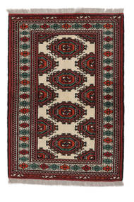 89X123 Tappeto Orientale Turkaman Nero/Rosso Scuro (Lana, Persia/Iran) Carpetvista