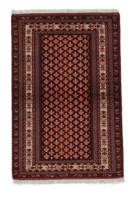 90X133 絨毯 トルクメン オリエンタル ブラック/ダークレッド (ウール, ペルシャ/イラン) Carpetvista