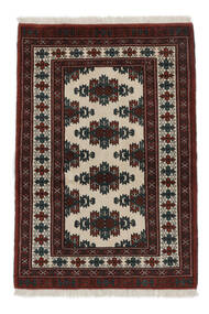 84X122 絨毯 オリエンタル トルクメン ブラック/オレンジ (ウール, ペルシャ/イラン) Carpetvista