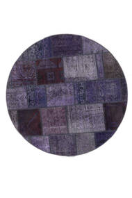  Ø 150 Patchwork Rug Modern Round Black/Dark Purple (Wool, Persia/Iran) Carpetvista